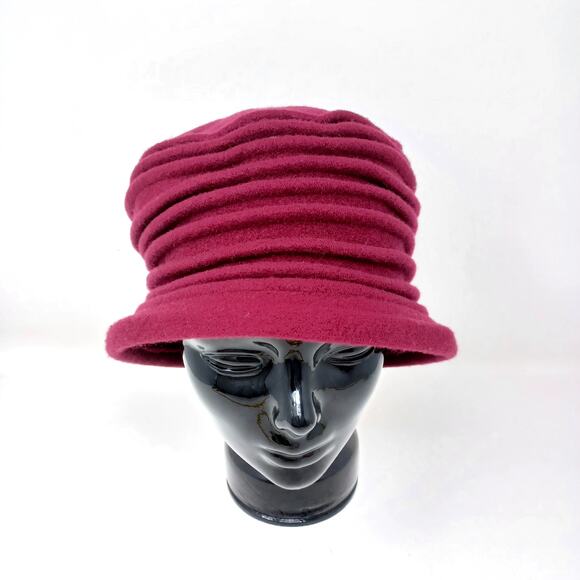 PARKHURST Burgundy Lauren Brim Accordion Wool Hat - Picture 1 of 7